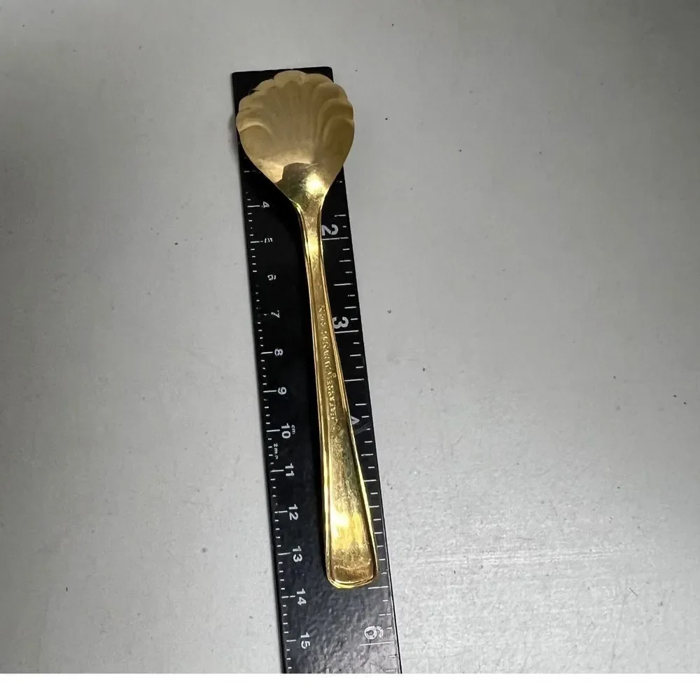 K+G 24 Karat Gold Plated Cake Server and Serving Spoon Set Decorative Handle